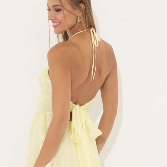 new lucy in the sky Amethyst Chiffon Romper in Yellow - Picture 3 of 7